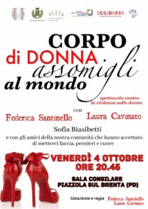 Iniziativa a Piazzola sul Brenta contro la violenza sulle donne, che coinvolge anche amici della comunità locale